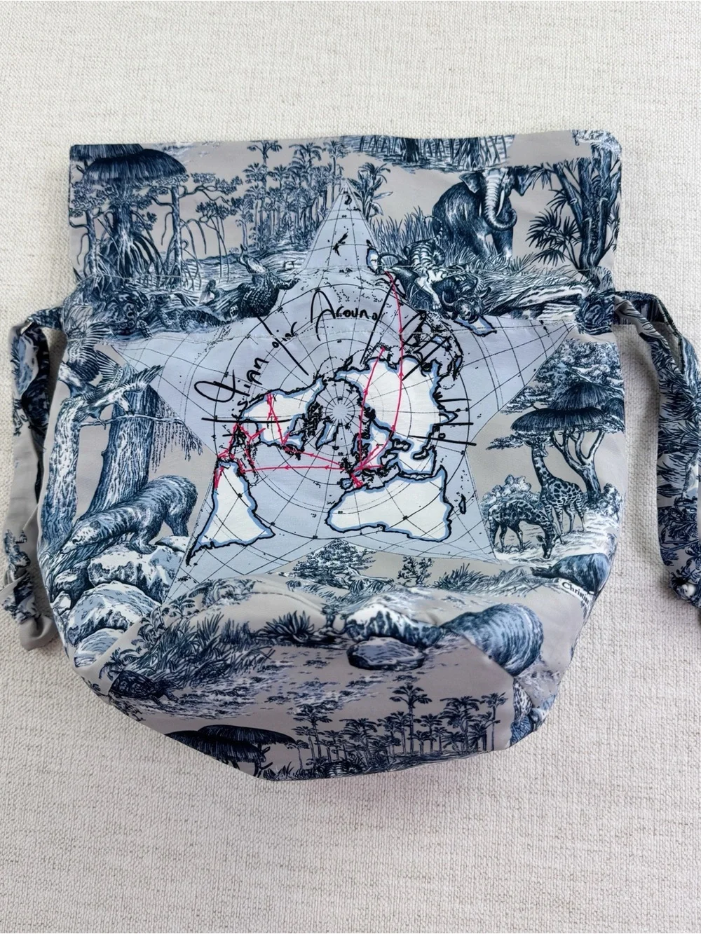 Dior Around the world make up pouch drawstring in blue